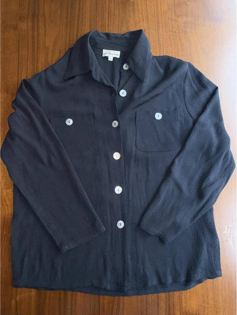 Vintage Harlow Women's Black Textured Blouse - Size S